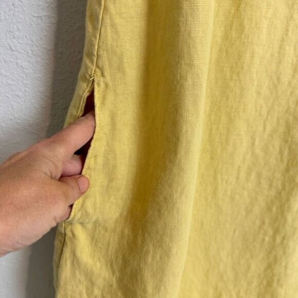 Garnet Hill Yellow Linen Sleeveless Midi Dress 14 - Picture 3 of 8